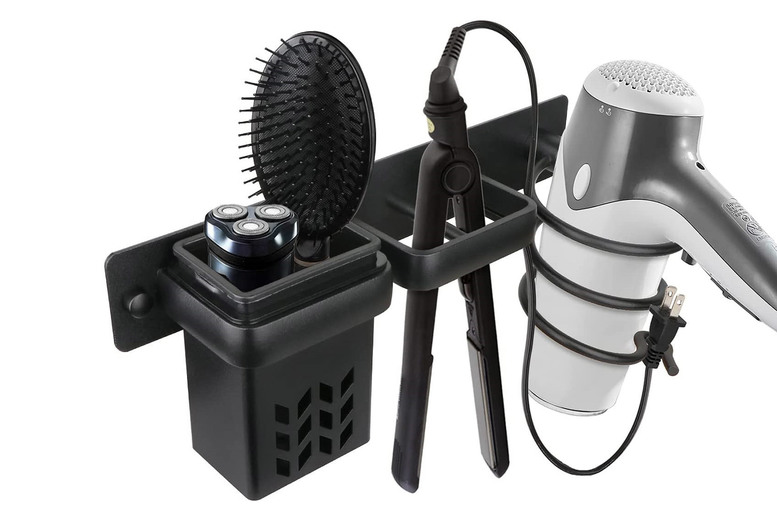 Multifunctional Hair Dryer & Straightener Wall Bracket - Space-Saving Aluminium Holder for Beauty Electricals | Wowcher